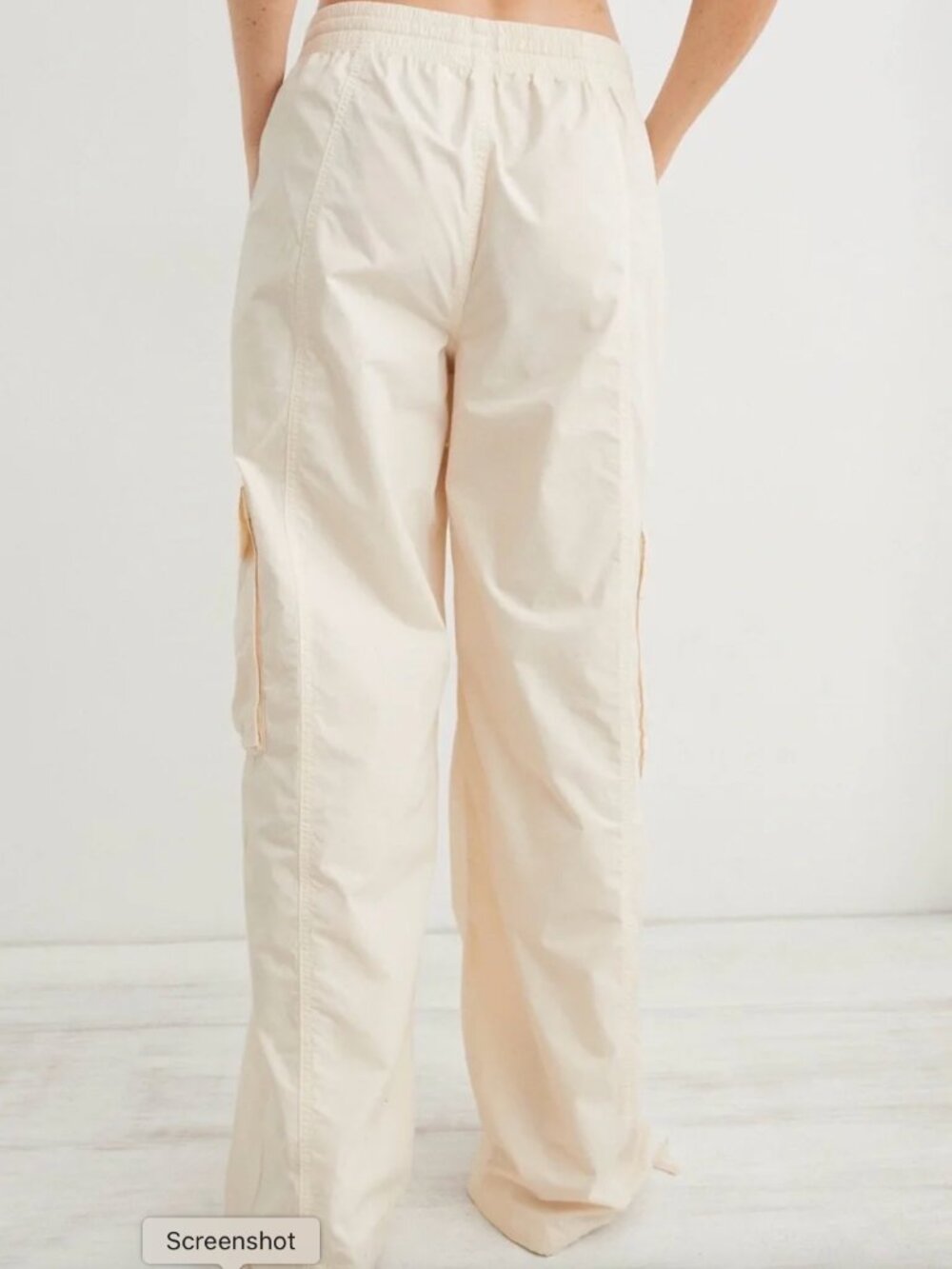 Aerie XL Oversized Womens Ivory Drawstring High Waisted Go For It Baggy Pull On - Picture 3 of 8